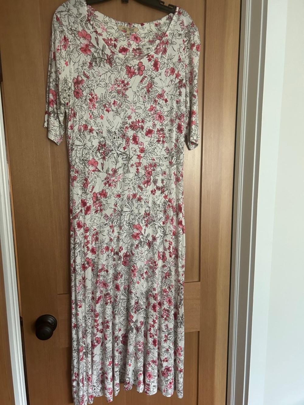 next Cream Maxi Dress with Pink Floral Print